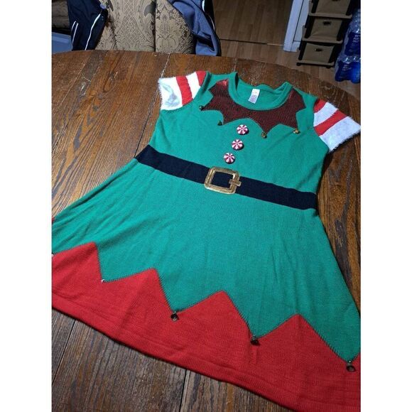 XXL Size 20 Holiday Time Christmas Holiday Dress Knit Sweater Dress Short Sleeve - Picture 1 of 10